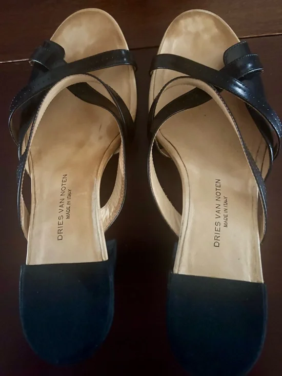 Dries Van Noten Black Leather Strappy Sandals, VERY comfortable! Easy walking! - Picture 9 of 12